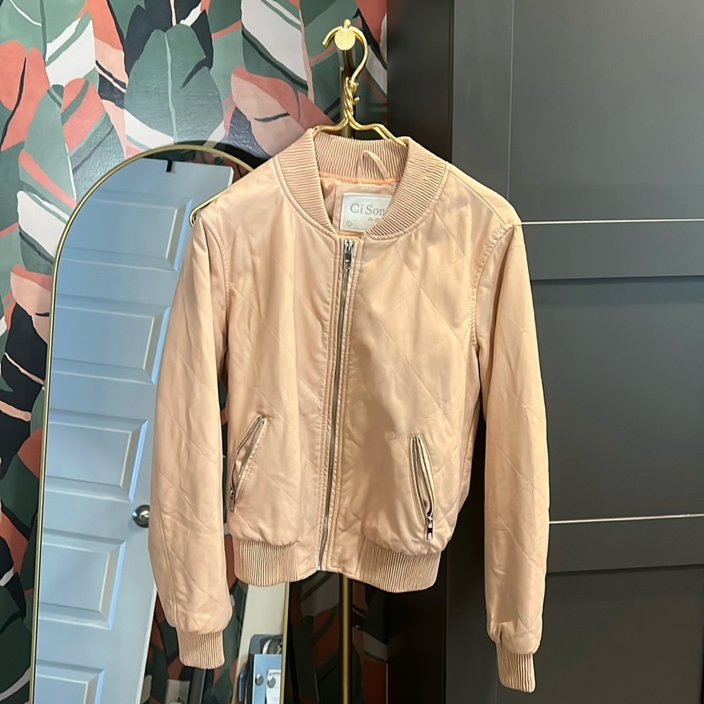 Vegan Leather Rose Bomber Jacket